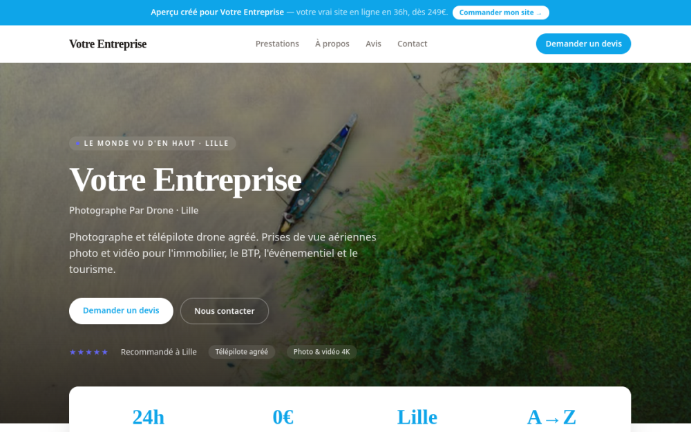 Agence digitale pour photographe par drone à Lille — création de site internet photographe par drone à Lille