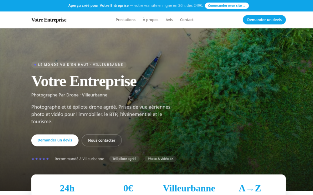 Agence digitale pour photographe par drone à Villeurbanne — création de site internet photographe par drone à Villeurbanne