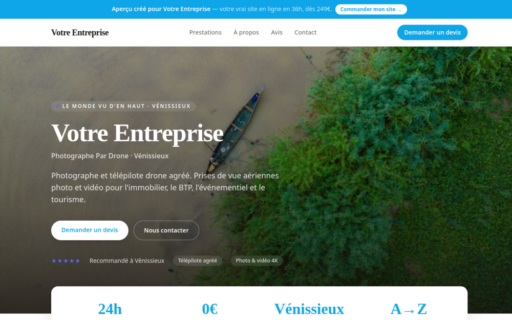 Agence digitale pour photographe par drone à Vénissieux — création de site internet photographe par drone à Vénissieux