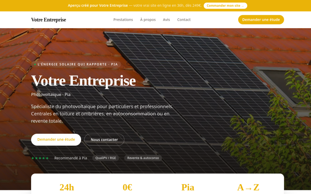 Agence digitale pour photovoltaïque à Pia — création de site internet photovoltaïque à Pia