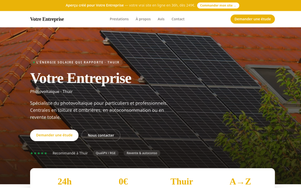 Agence digitale pour photovoltaïque à Thuir — création de site internet photovoltaïque à Thuir