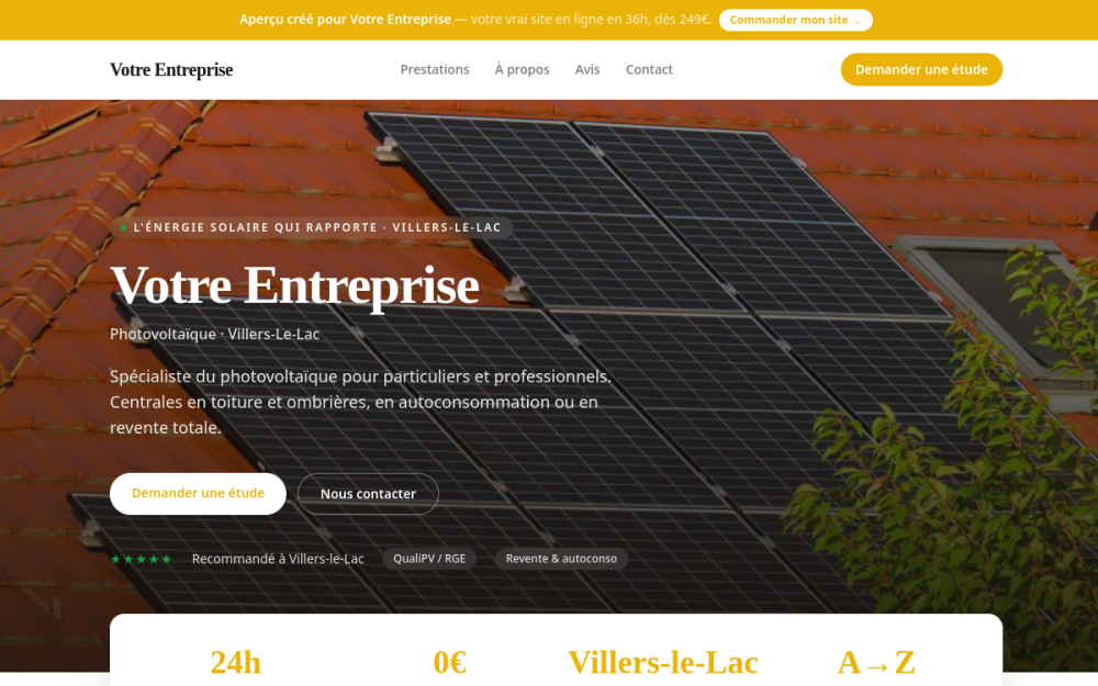 Agence digitale pour photovoltaïque à Villers-le-Lac — création de site internet photovoltaïque à Villers-le-Lac