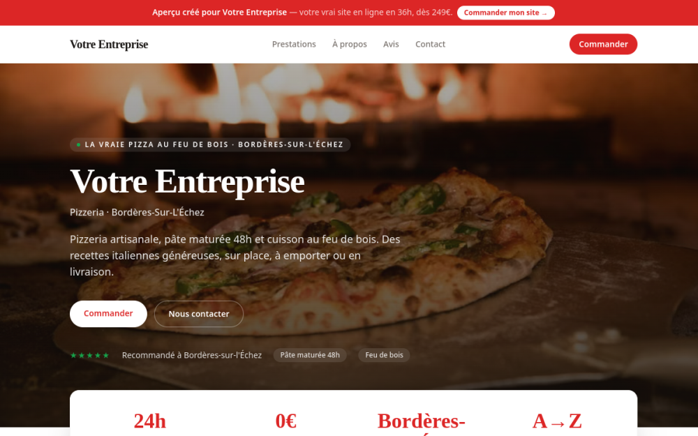 Agence digitale pour pizzeria à Bordères-sur-l'Échez — création de site internet pizzeria à Bordères-sur-l'Échez