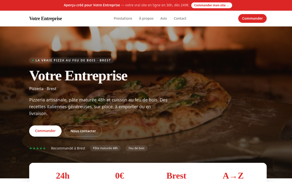 Agence digitale pour pizzeria à Brest — création de site internet pizzeria à Brest