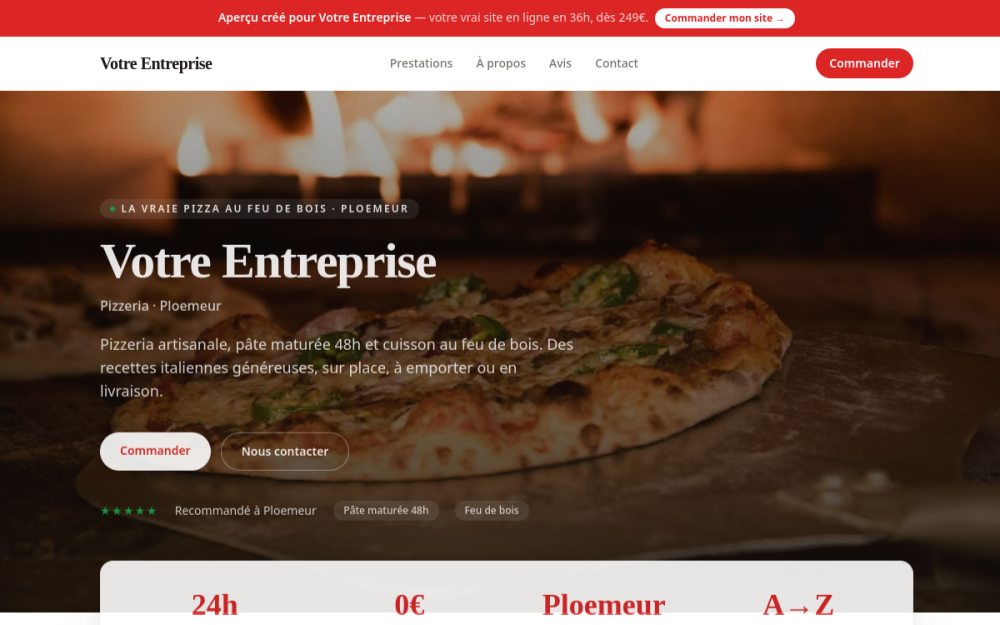 Agence digitale pour pizzeria à Ploemeur — création de site internet pizzeria à Ploemeur