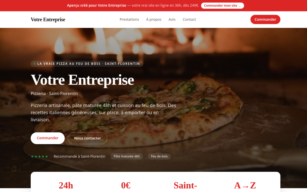 Agence digitale pour pizzeria à Saint-Florentin — création de site internet pizzeria à Saint-Florentin