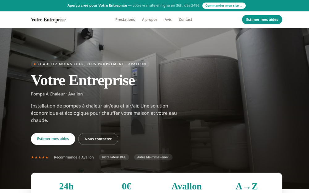 Agence digitale pour pompe à chaleur à Avallon — création de site internet pompe à chaleur à Avallon
