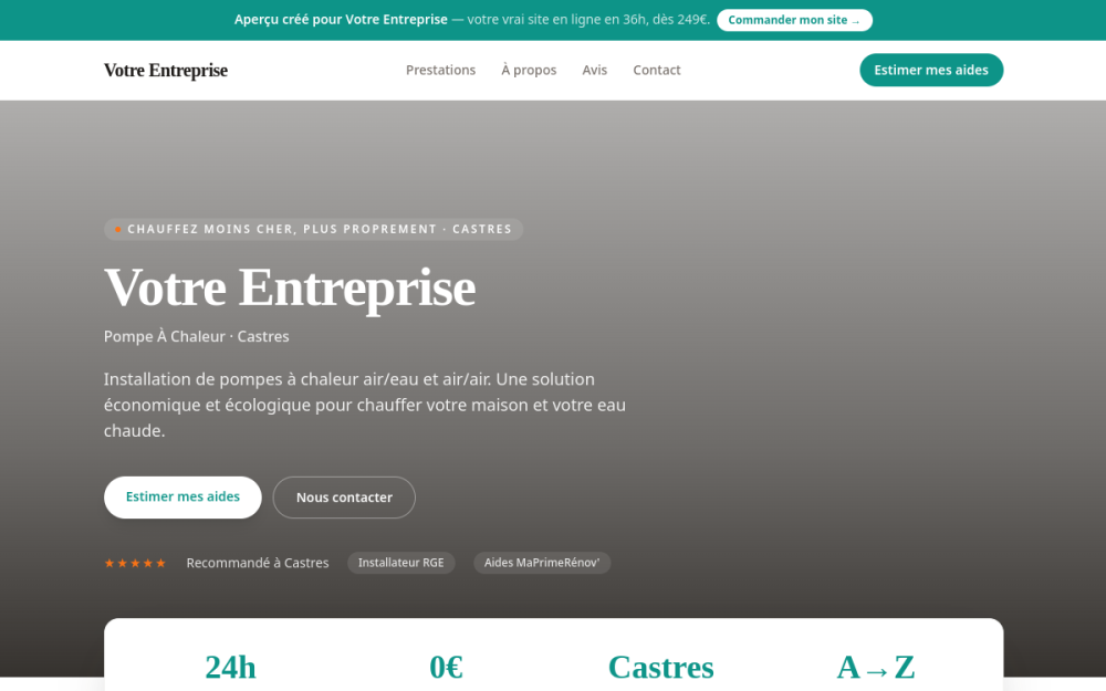 Agence digitale pour pompe à chaleur à Castres — création de site internet pompe à chaleur à Castres