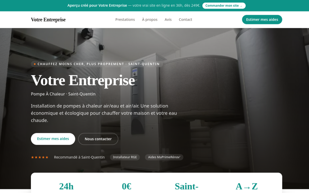 Agence digitale pour pompe à chaleur à Saint-Quentin — création de site internet pompe à chaleur à Saint-Quentin