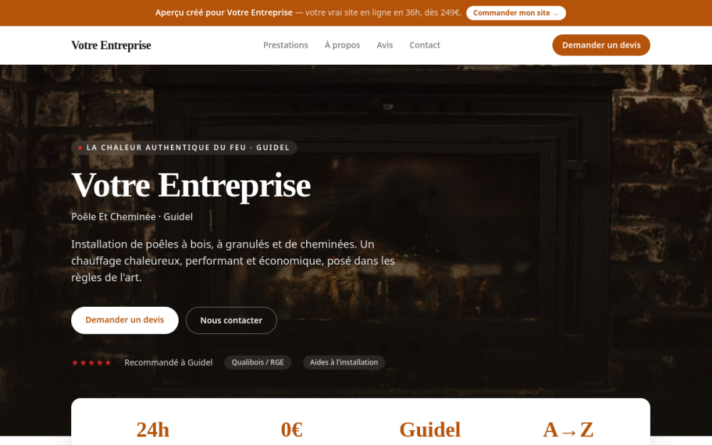 Agence digitale pour poêle et cheminée à Guidel — création de site internet poêle et cheminée à Guidel