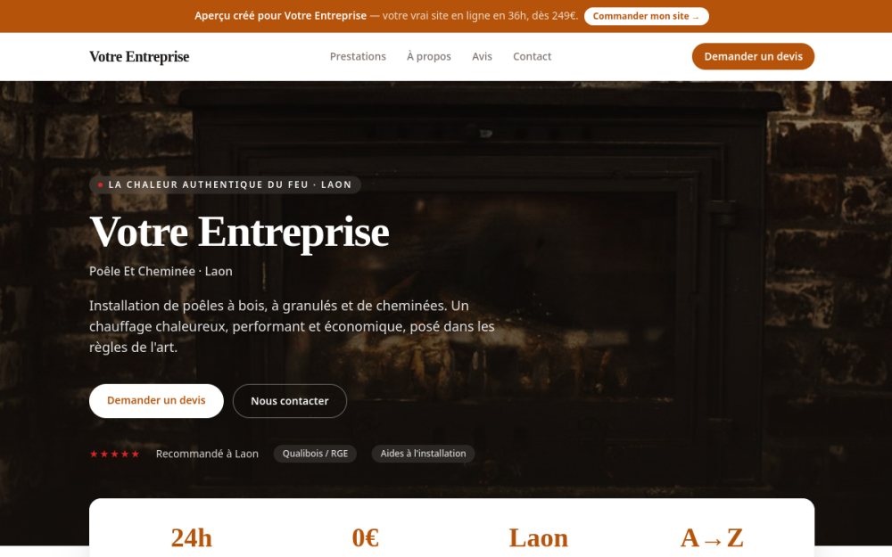 Agence digitale pour poêle et cheminée à Laon — création de site internet poêle et cheminée à Laon