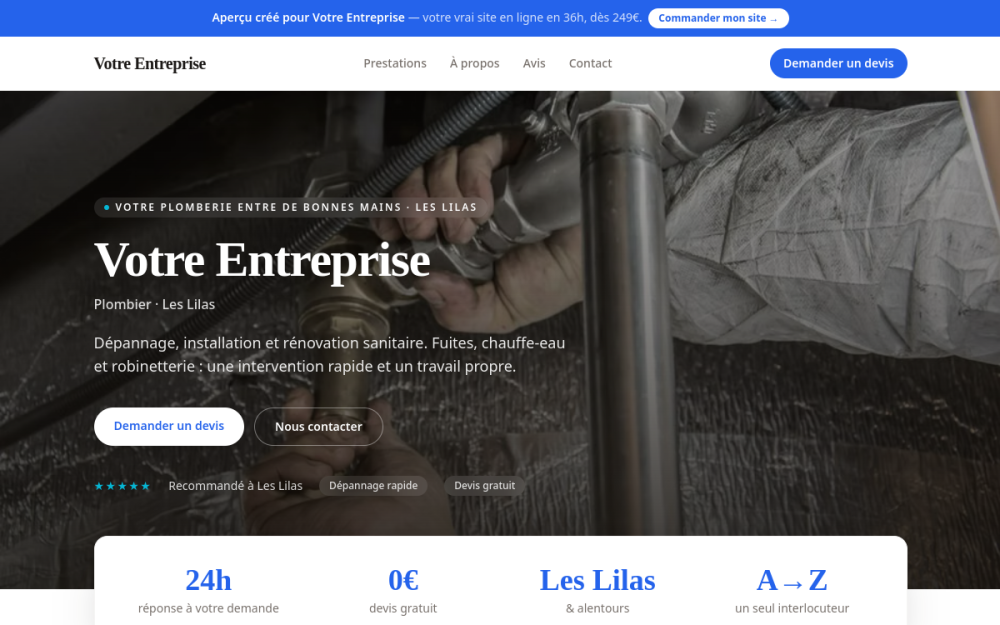 Agence digitale pour plombier à Les Lilas — création de site internet plombier à Les Lilas