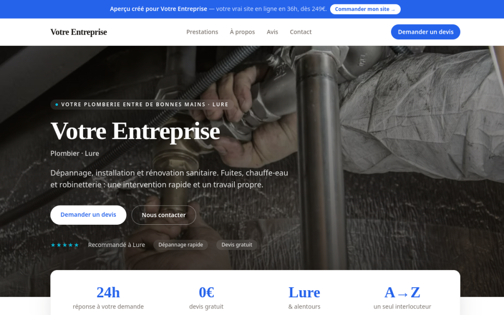 Agence digitale pour plombier à Lure — création de site internet plombier à Lure