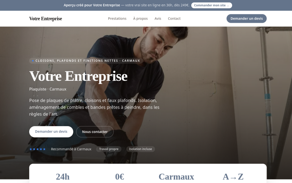 Agence digitale pour plaquiste à Carmaux — création de site internet plaquiste à Carmaux