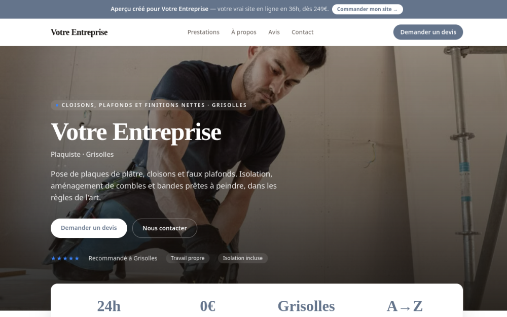 Agence digitale pour plaquiste à Grisolles — création de site internet plaquiste à Grisolles