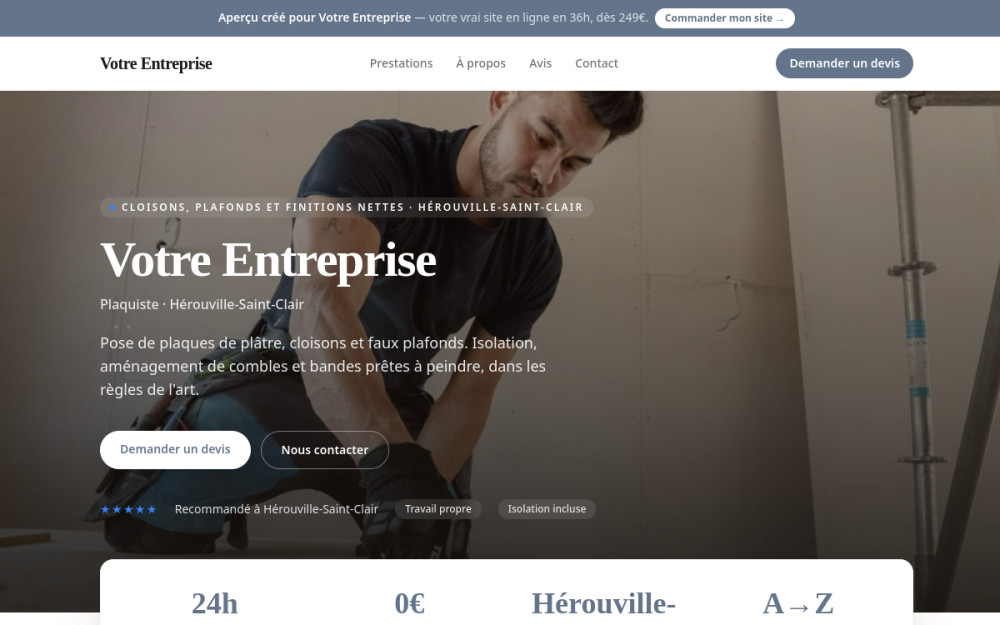 Agence digitale pour plaquiste à Hérouville-Saint-Clair — création de site internet plaquiste à Hérouville-Saint-Clair