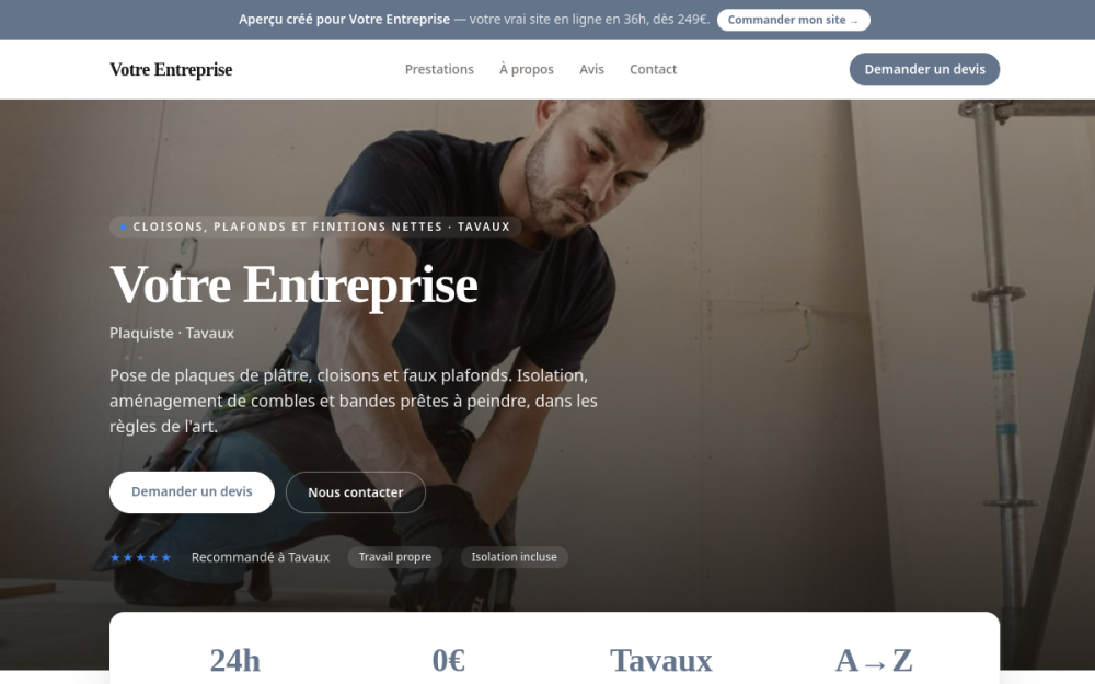 Agence digitale pour plaquiste à Tavaux — création de site internet plaquiste à Tavaux