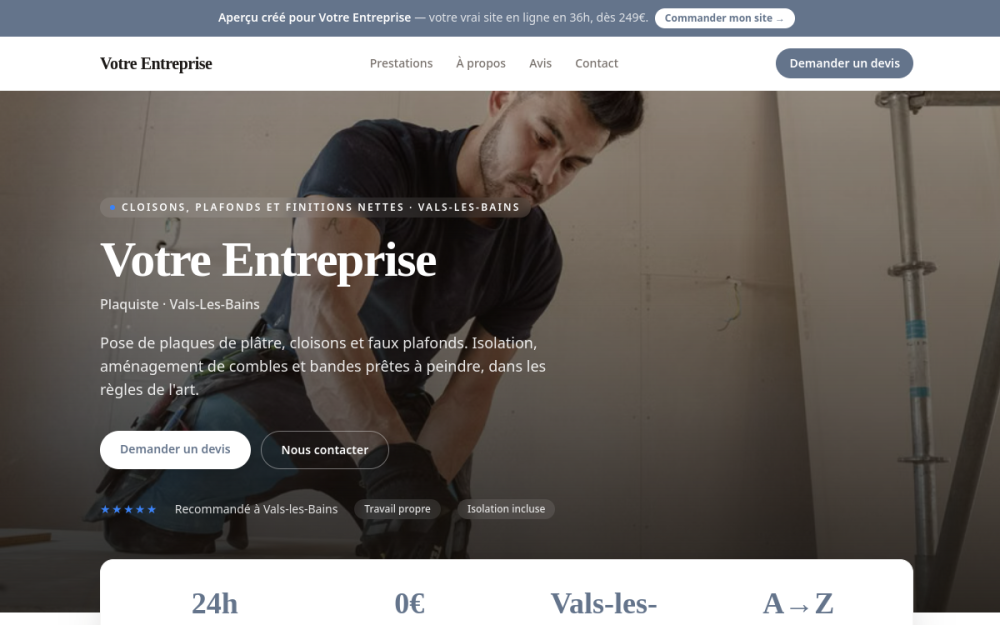 Agence digitale pour plaquiste à Vals-les-Bains — création de site internet plaquiste à Vals-les-Bains