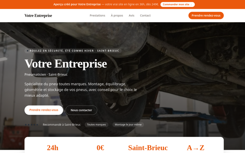 Agence digitale pour pneumaticien à Saint-Brieuc — création de site internet pneumaticien à Saint-Brieuc