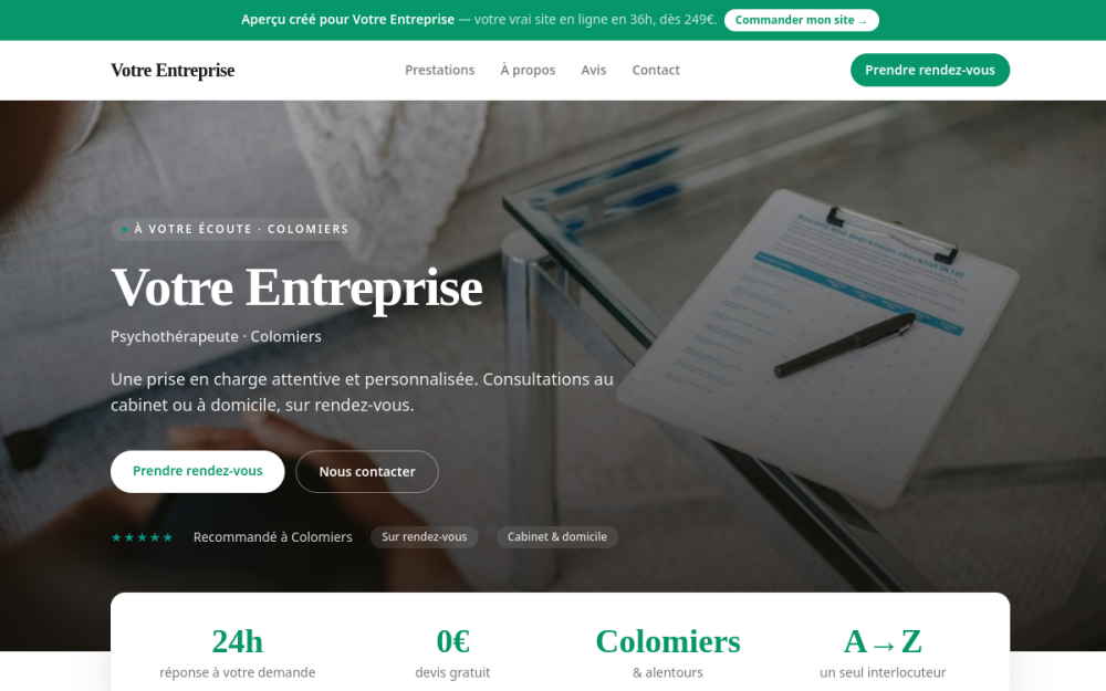 Agence digitale pour psychothérapeute à Colomiers — création de site internet psychothérapeute à Colomiers