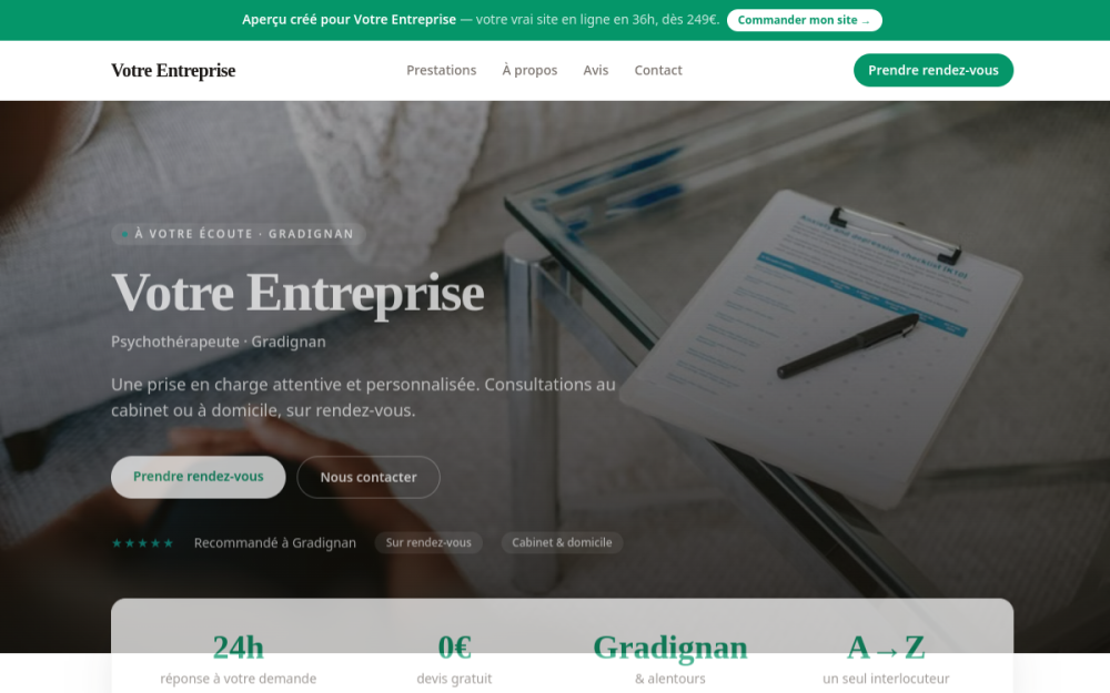 Agence digitale pour psychothérapeute à Gradignan — création de site internet psychothérapeute à Gradignan