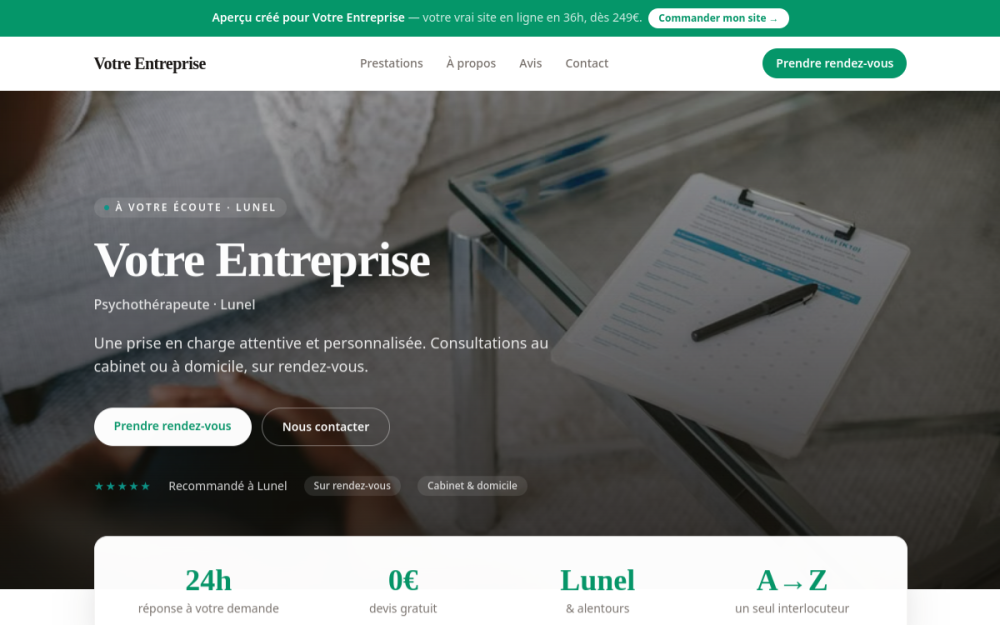 Agence digitale pour psychothérapeute à Lunel — création de site internet psychothérapeute à Lunel