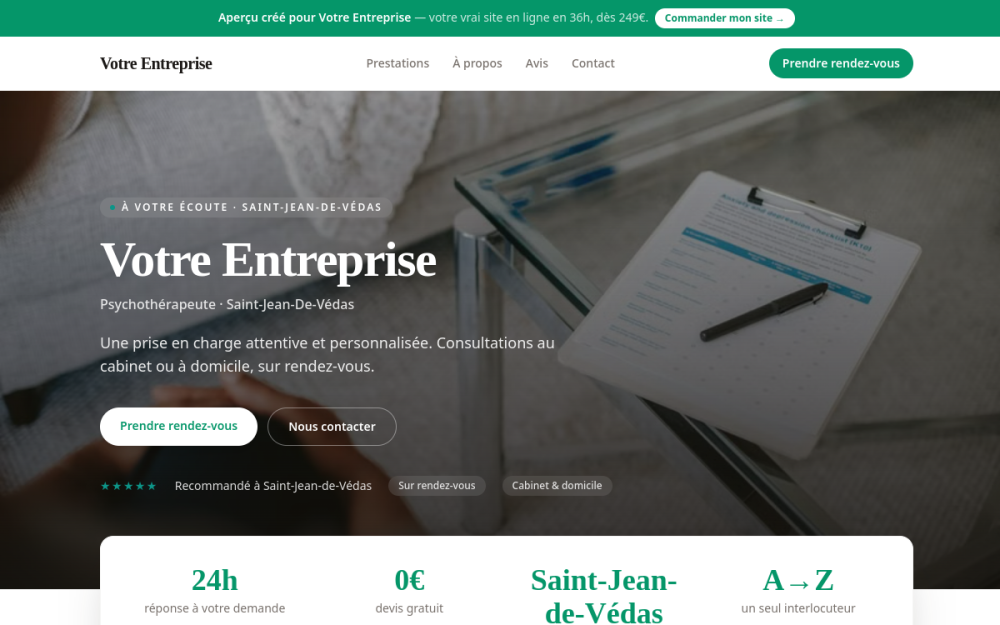 Agence digitale pour psychothérapeute à Saint-Jean-de-Védas — création de site internet psychothérapeute à Saint-Jean-de-Védas