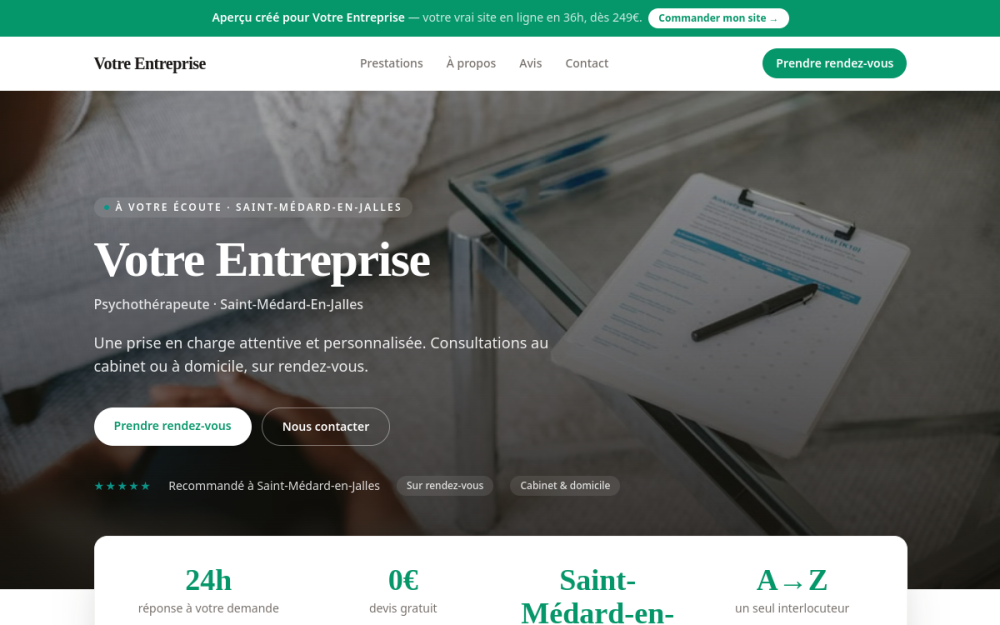 Agence digitale pour psychothérapeute à Saint-Médard-en-Jalles — création de site internet psychothérapeute à Saint-Médard-en-Jalles