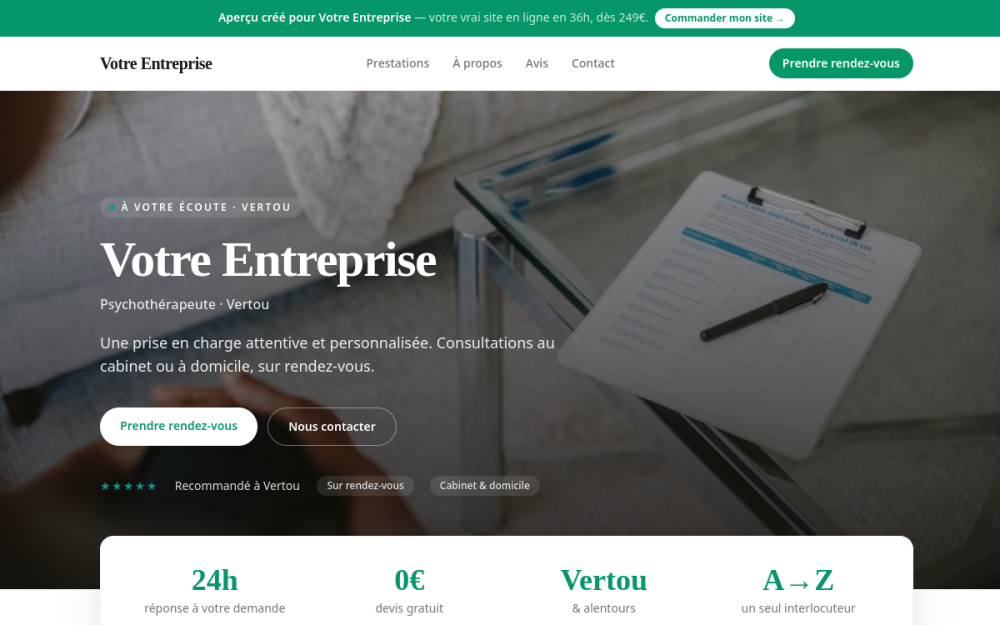 Agence digitale pour psychothérapeute à Vertou — création de site internet psychothérapeute à Vertou