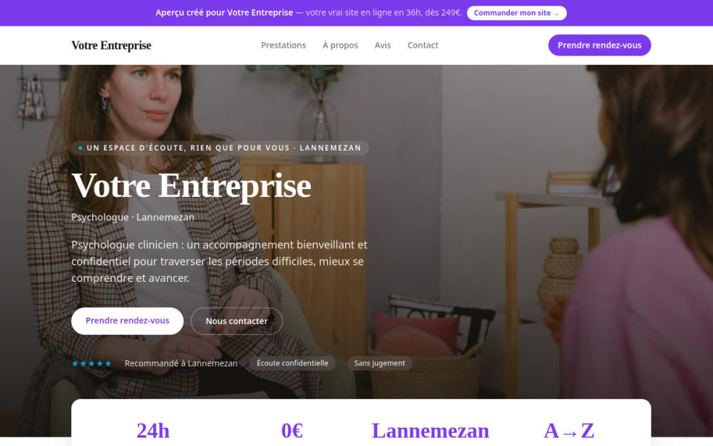 Agence digitale pour psychologue à Lannemezan — création de site internet psychologue à Lannemezan