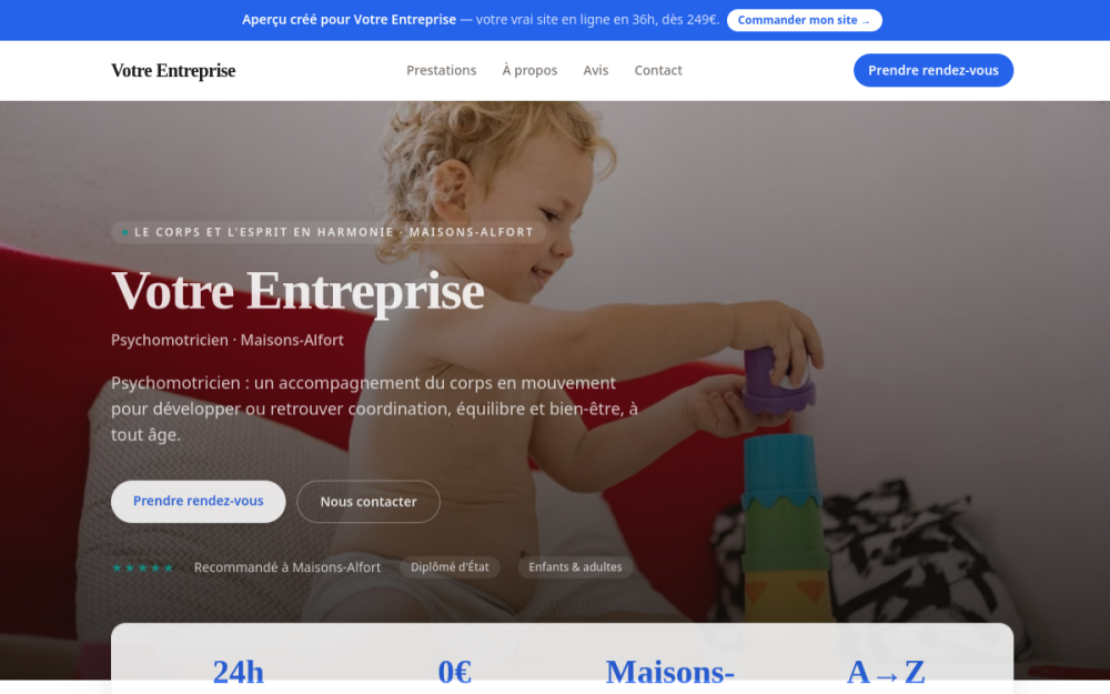 Agence digitale pour psychomotricien à Maisons-Alfort — création de site internet psychomotricien à Maisons-Alfort