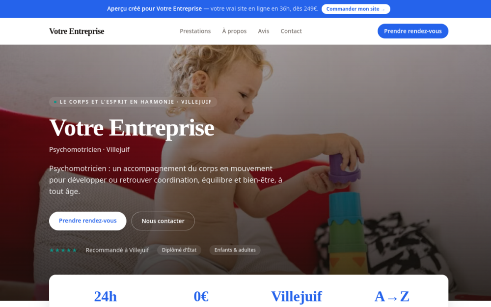 Agence digitale pour psychomotricien à Villejuif — création de site internet psychomotricien à Villejuif
