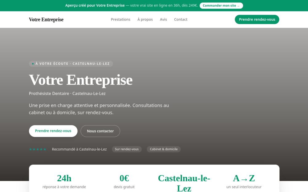 Agence digitale pour prothésiste dentaire à Castelnau-le-Lez — création de site internet prothésiste dentaire à Castelnau-le-Lez