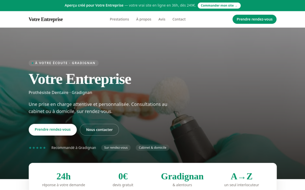 Agence digitale pour prothésiste dentaire à Gradignan — création de site internet prothésiste dentaire à Gradignan