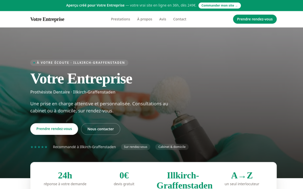 Agence digitale pour prothésiste dentaire à Illkirch-Graffenstaden — création de site internet prothésiste dentaire à Illkirch-Graffenstaden