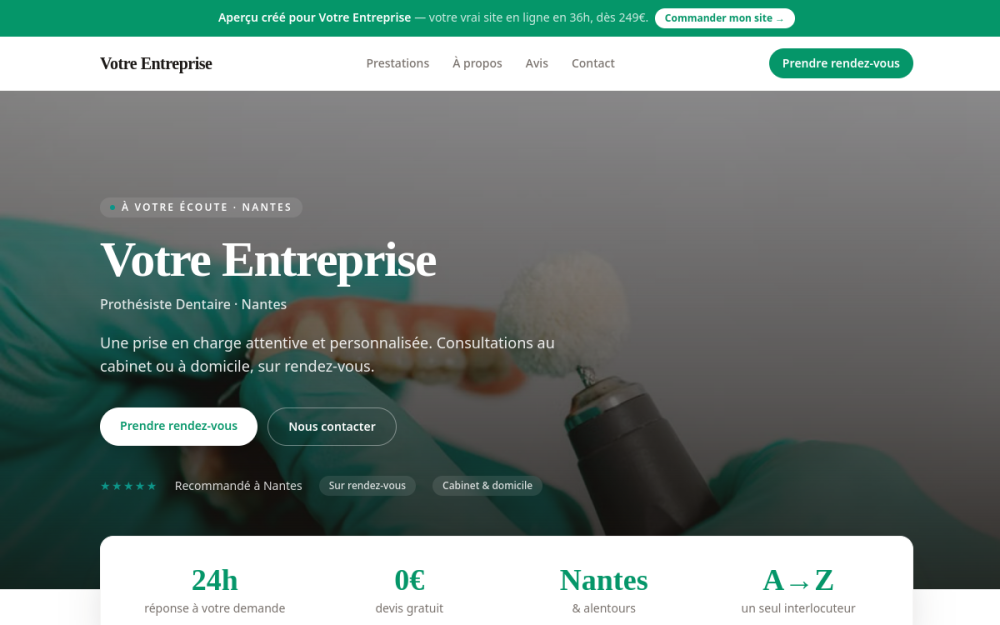 Agence digitale pour prothésiste dentaire à Nantes — création de site internet prothésiste dentaire à Nantes