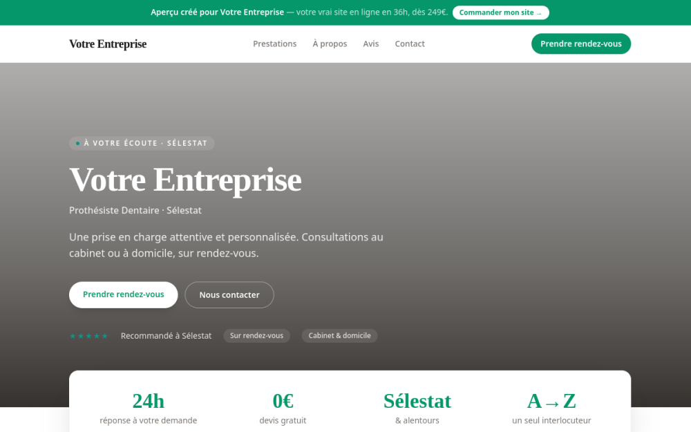 Agence digitale pour prothésiste dentaire à Sélestat — création de site internet prothésiste dentaire à Sélestat