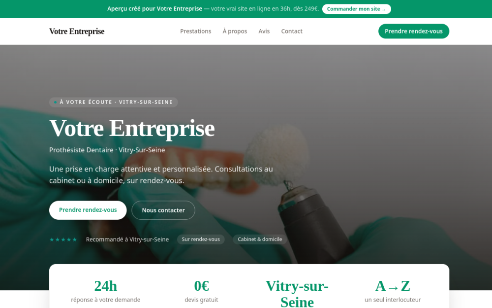 Agence digitale pour prothésiste dentaire à Vitry-sur-Seine — création de site internet prothésiste dentaire à Vitry-sur-Seine
