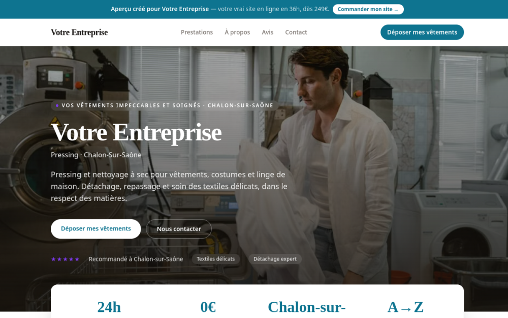 Agence digitale pour pressing à Chalon-sur-Saône — création de site internet pressing à Chalon-sur-Saône