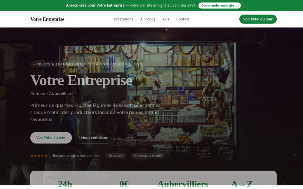 Agence digitale pour primeur à Aubervilliers — création de site internet primeur à Aubervilliers