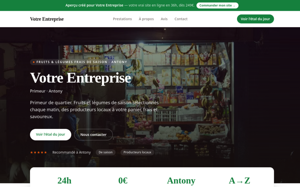 Agence digitale pour primeur à Antony — création de site internet primeur à Antony