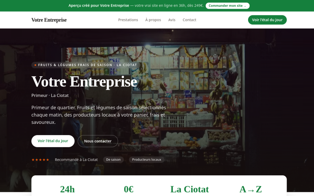 Agence digitale pour primeur à La Ciotat — création de site internet primeur à La Ciotat