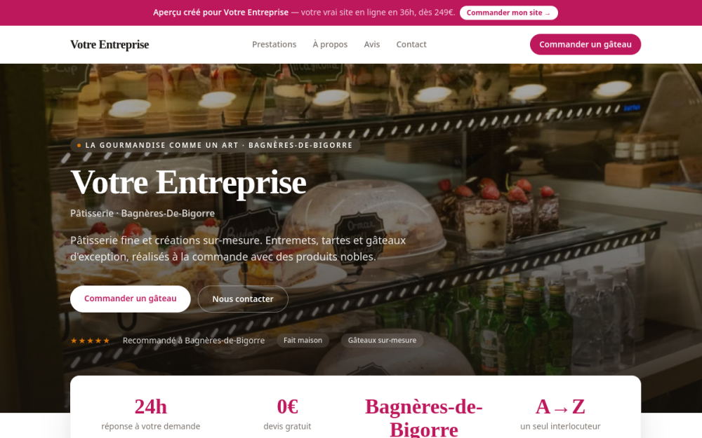 Agence digitale pour pâtisserie à Bagnères-de-Bigorre — création de site internet pâtisserie à Bagnères-de-Bigorre