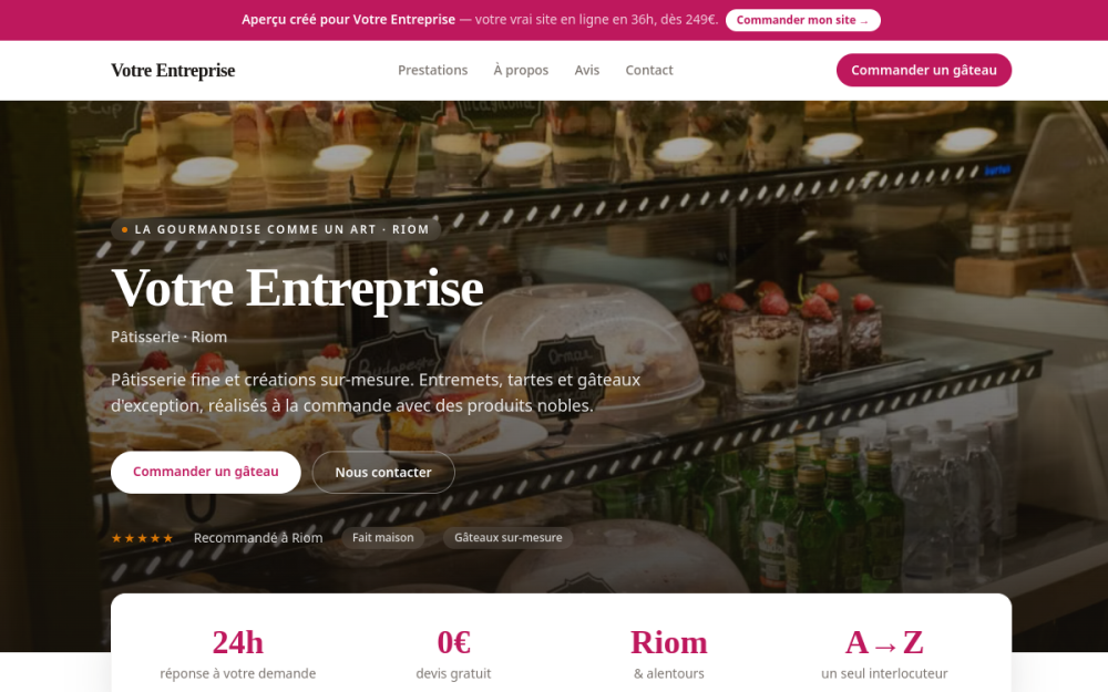 Agence digitale pour pâtisserie à Riom — création de site internet pâtisserie à Riom