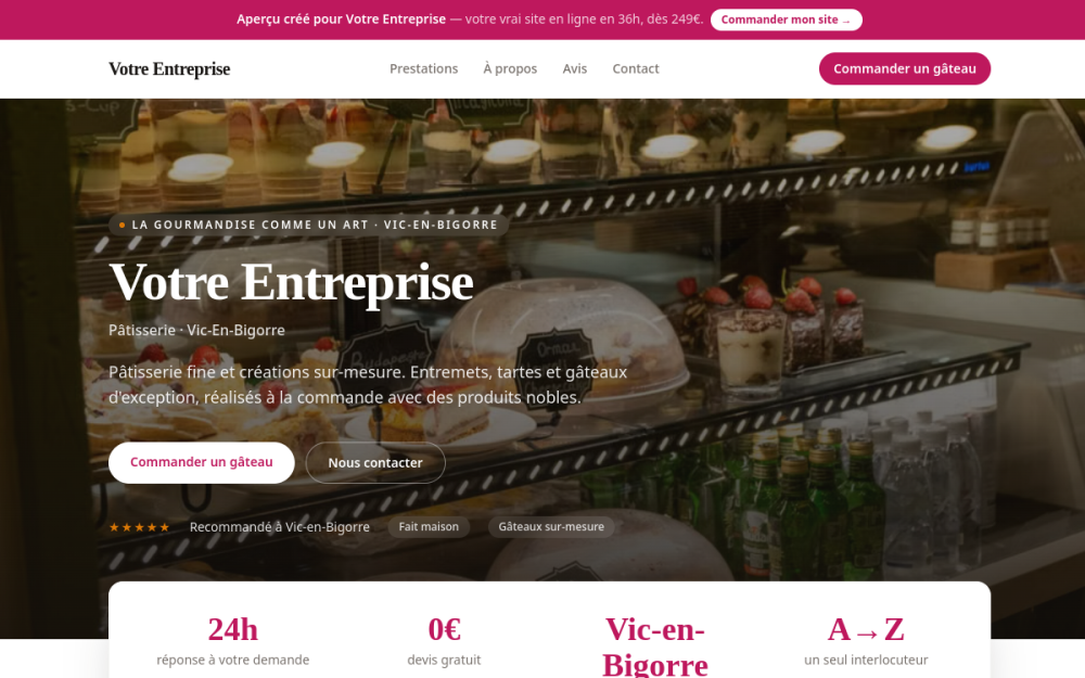 Agence digitale pour pâtisserie à Vic-en-Bigorre — création de site internet pâtisserie à Vic-en-Bigorre
