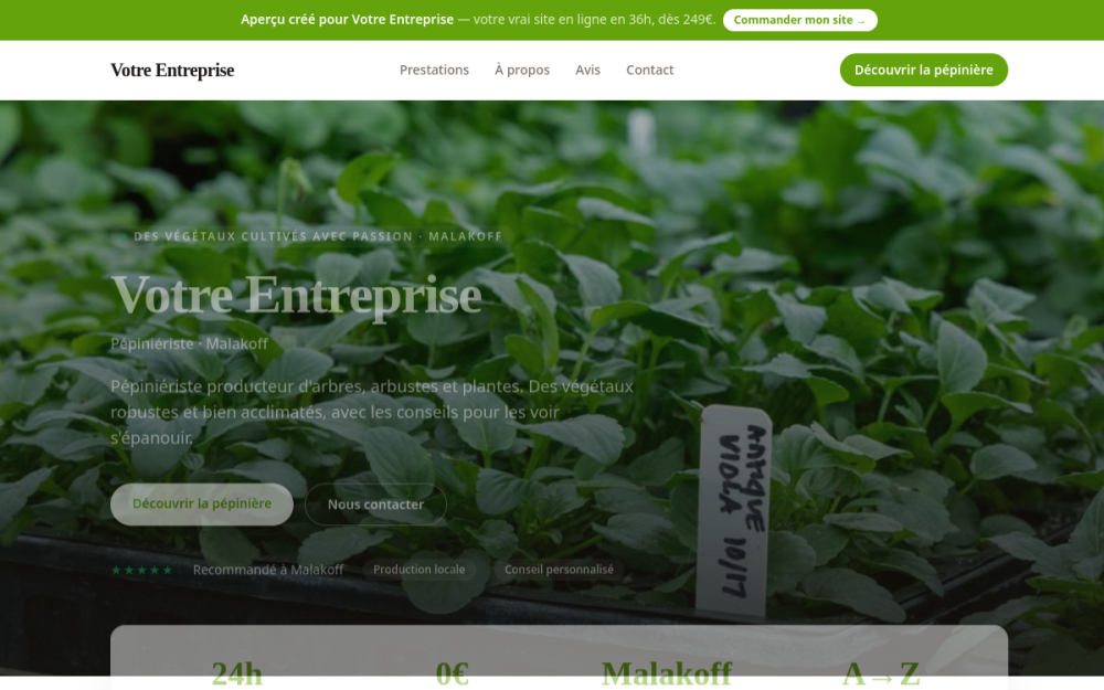 Agence digitale pour pépiniériste à Malakoff — création de site internet pépiniériste à Malakoff