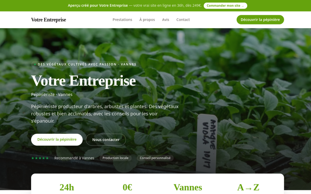 Agence digitale pour pépiniériste à Vannes — création de site internet pépiniériste à Vannes