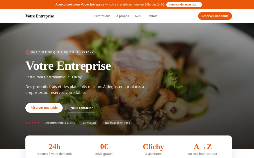 Agence digitale pour restaurant gastronomique à Clichy — création de site internet restaurant gastronomique à Clichy