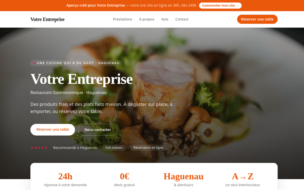 Agence digitale pour restaurant gastronomique à Haguenau — création de site internet restaurant gastronomique à Haguenau