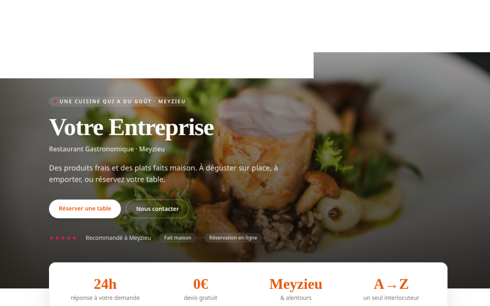 Agence digitale pour restaurant gastronomique à Meyzieu — création de site internet restaurant gastronomique à Meyzieu